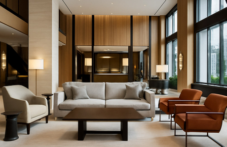 lobby di un hotel di lusso con mobili di tipo contract.jpg