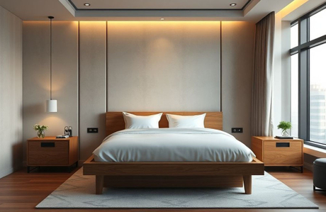 Luxushotel-G&auml;stezimmer mit ma&szlig;gefertigtem Holzbettrahmen.jpg